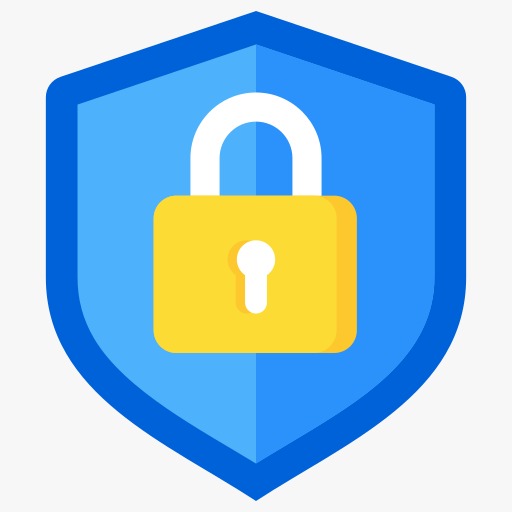Blue shield with lock showing safety and protection