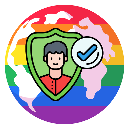 Person inside a shield with a checkmark representing authentic profiles.